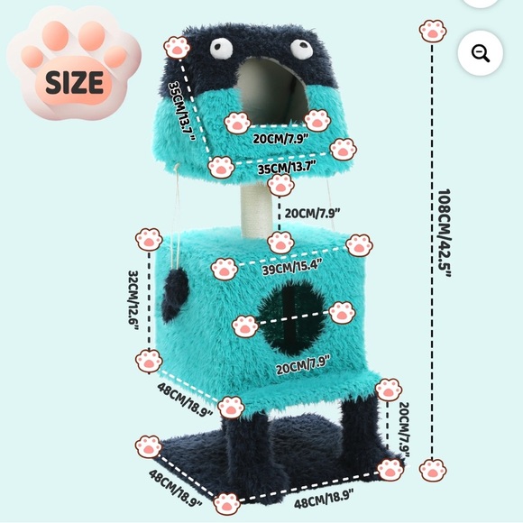 🌹2-in-1 Detachable Multifunctional Cat Tree in Blue and Black - Picture 2 of 11
